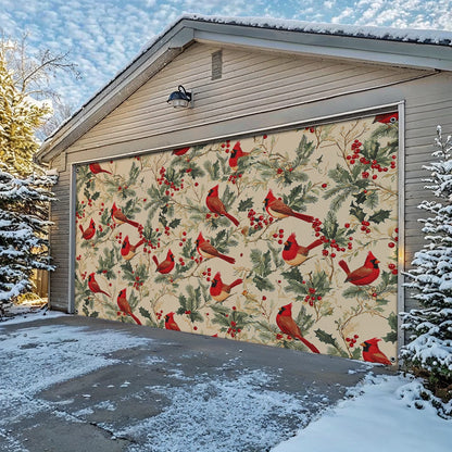Shineful Garage Door Banner Decoration - Winter Cardinal Harmony