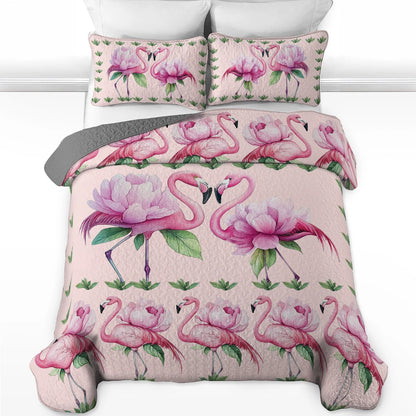 Shineful All Season Quilt 3-Piece Set - Pink Flamingo Paradise 