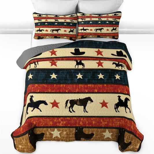 Shineful All Season Quilt 3-Piece Set Wild West Cowboy