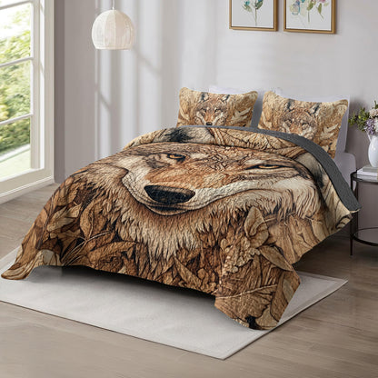 Shineful All Season Quilt 3-Piece Set Wolf Spirit