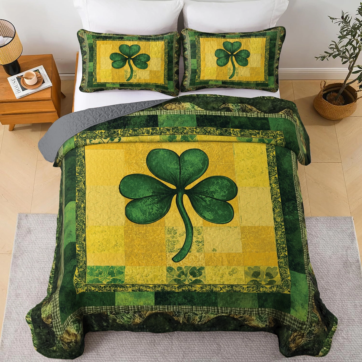 Shineful All Season Quilt 3-Piece Set - Celtic Shamrock Blessings