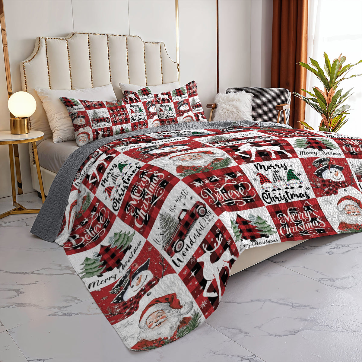 Shineful All Season Quilt 3-Piece Set Christmas Patchwork