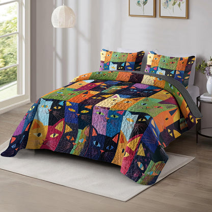 Shineful All Season Quilt 3-Piece Set Artistic Cats