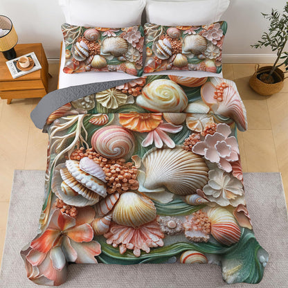 Shineful All Season Quilt 3-Piece Set Seashell Dream