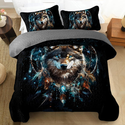 Shineful All Season Quilt 3-Piece Set Wolf Dreamcatcher