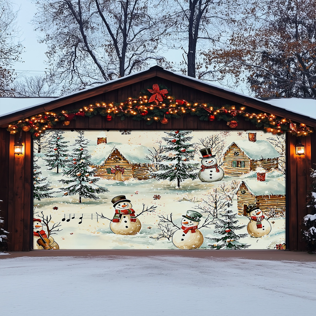Shineful Garage Door Banner Decoration - Snow Melody