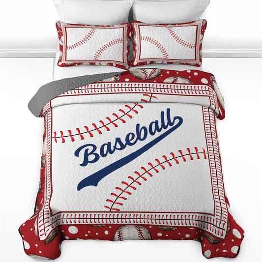 Shineful All Season Quilt 3-Piece Set - Home Run Baseball
