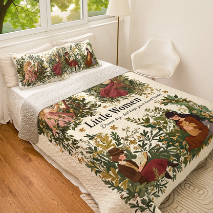 Shineful All Season Quilt 3-Piece Set Reading Little Women Dream