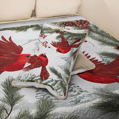 Shineful All Season Quilt 3-Piece Set - Cardinal Winter's Embrace