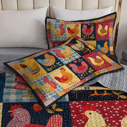 Shineful All Season Quilt 3-Piece Set Chicken Color Smile