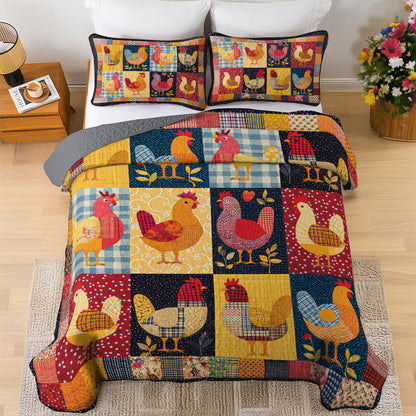 Shineful All Season Quilt 3-Piece Set Chicken Color Smile