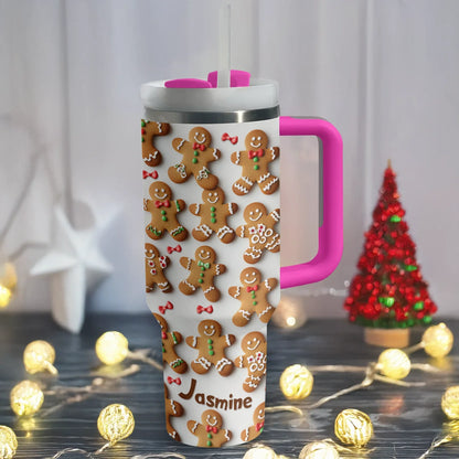 Shineful Glossy Tumbler Personalized Adorable Gingerbread
