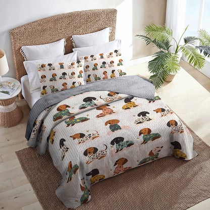 Shineful All Season Quilt 3-Piece Set - Dachshund Cozy Pajama Party