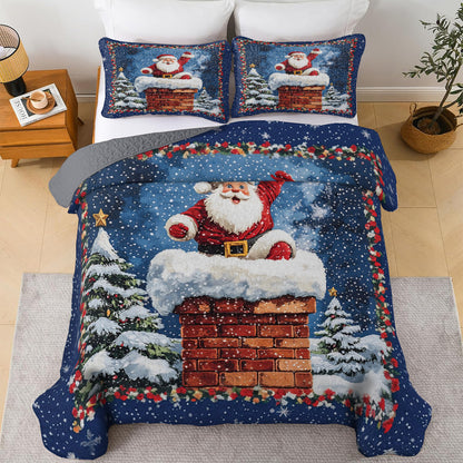 Shineful All Season Quilt 3-Piece Set Christmas Joyful Santa Claus