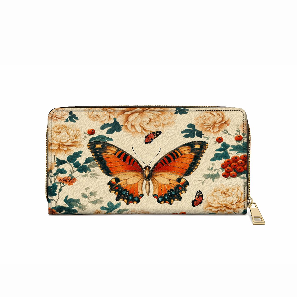 Shineful Leather Clutch Purse With Wristlet Strap Handle Enchanted Autumn Butterfly