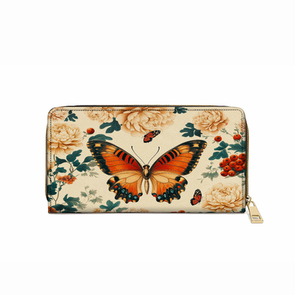 Shineful Leather Clutch Purse With Wristlet Strap Handle Enchanted Autumn Butterfly