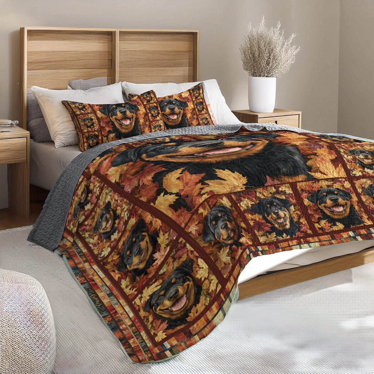 Shineful All Season Quilt 3-Piece Set - Rottweiler's Harvest Hues