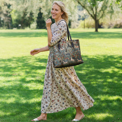 Shineful Leather Tote Bag - Mystical Steeds