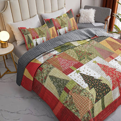 Shineful All Season Quilt 3-Piece Set - Patchwork Christmas Tree