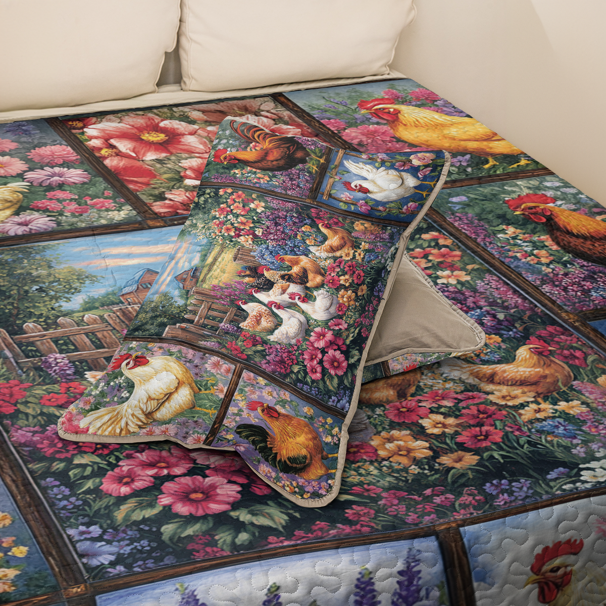 Shineful All Season Quilt 3-Piece Set Pink Blooms & Feathered Friends
