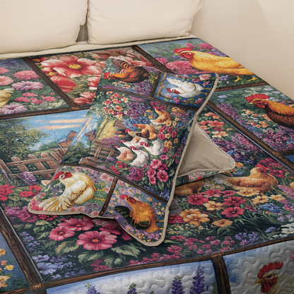 Shineful All Season Quilt 3-Piece Set Pink Blooms & Feathered Friends