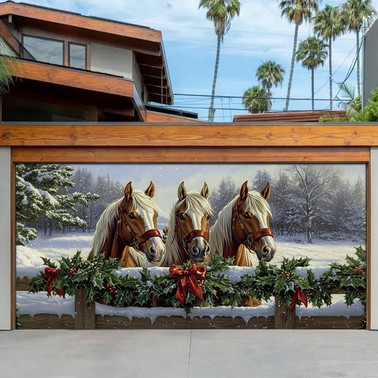Shineful Garage Door Banner Decoration Winter Majestic Trio