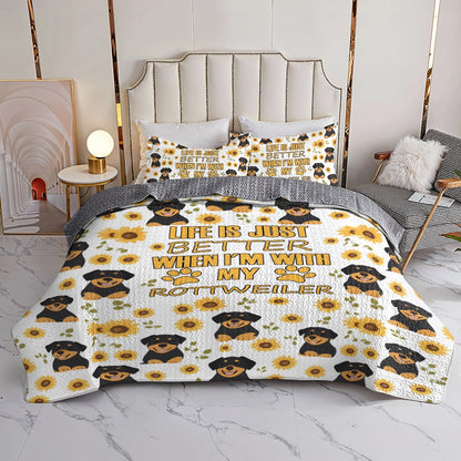 Shineful All Season Quilt 3-Piece Set Sunny Days with My Rottweiler
