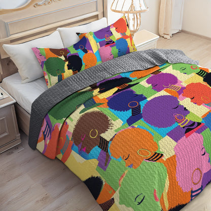 Shineful All Season Quilt 3-Piece Set - Black Women's Kaleidoscope
