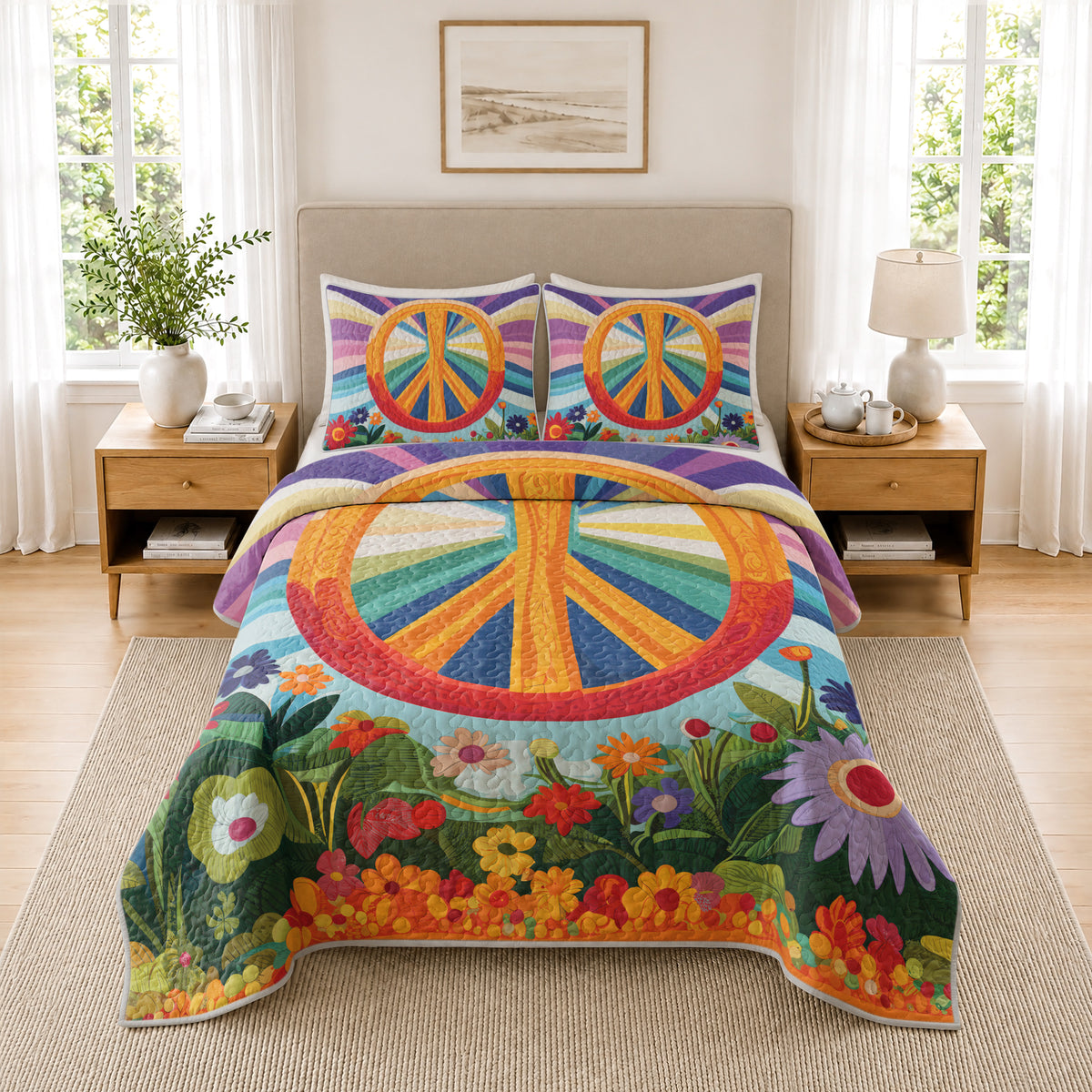 Shineful Quilt 3-Piece Set Peace Bloom