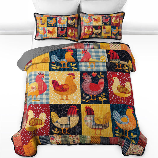 Shineful All Season Quilt 3-Piece Set Chicken Color Smile