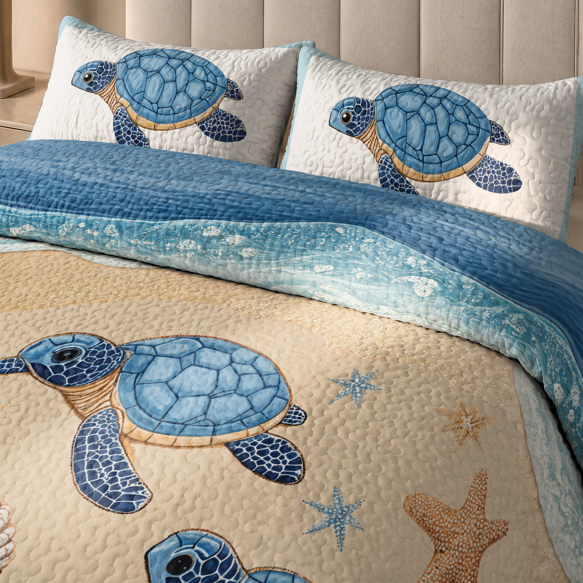 Shineful Quilt 3-Piece Set Sea Turtle