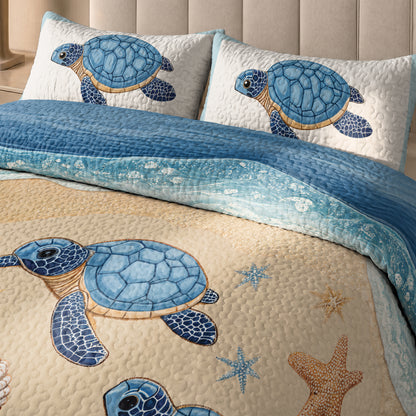 Shineful Quilt 3-Piece Set Sea Turtle