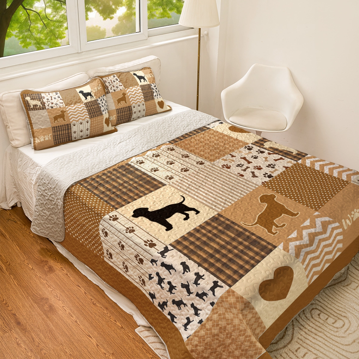 Shineful All Season Quilt 3-Piece Set Labrador Love Patchwork