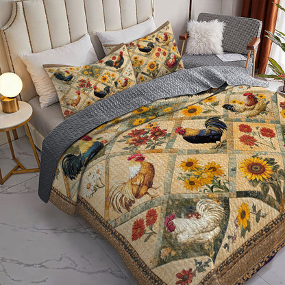 Shineful All Season Quilt 3-Piece Set Vintage Rooster