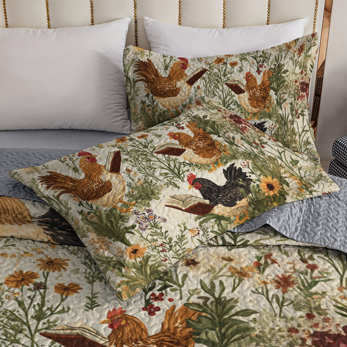 Shineful All Season Quilt 3-Piece Set Vintage Farmhouse Rooster
