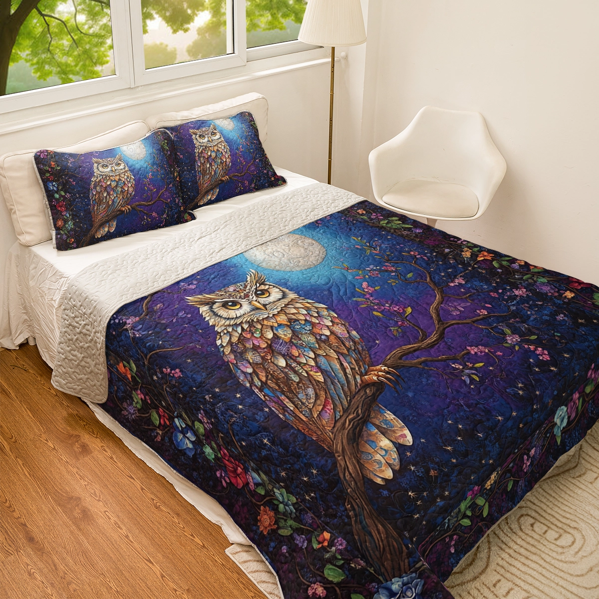 Shineful All Season Quilt 3-Piece Set Enchanted Night Owl