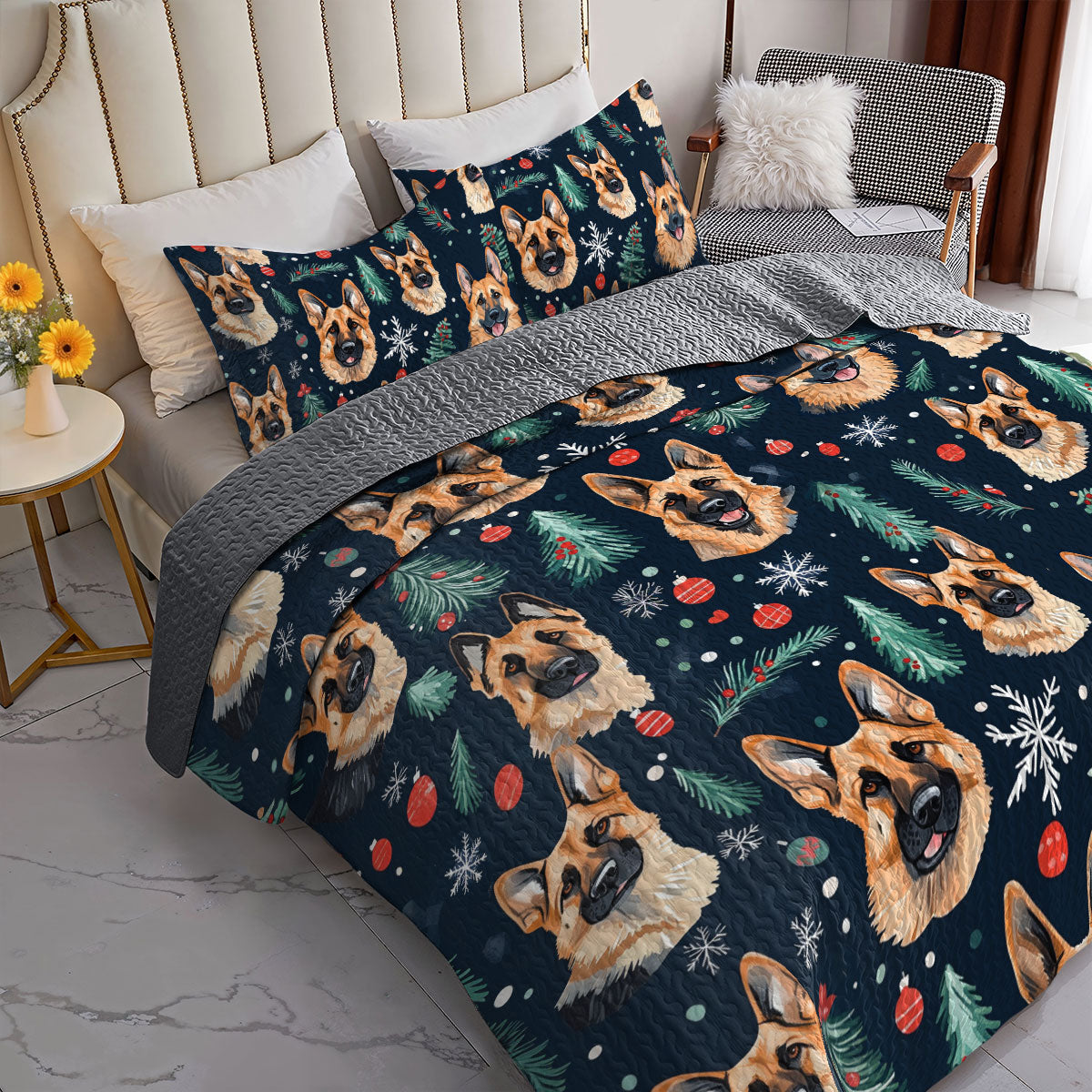 Shineful All Season Quilt 3-Piece Set Loyal German Shepherd