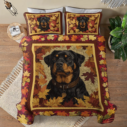 Shineful All Season Quilt 3-Piece Set - Fall Rottweiler Charm