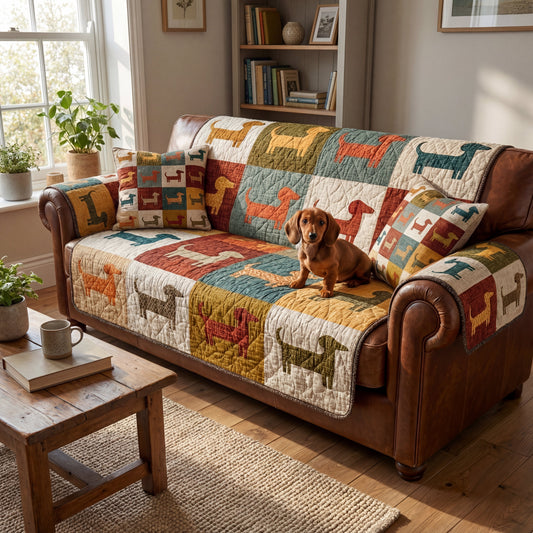 Shineful Sofa Cover Set Colorful Dachshund Patch