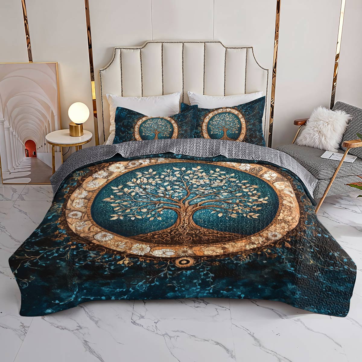 Shineful All Season Quilt 3-Piece Set Mystic Tree