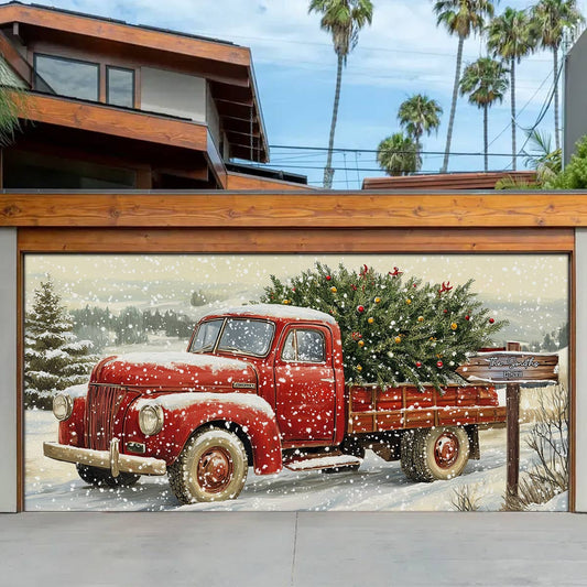 Shineful Garage Door Banner Decoration - Personalized Vintage Red Truck