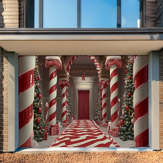 Shineful Garage Door Banner Decoration - Candy Cane Lane