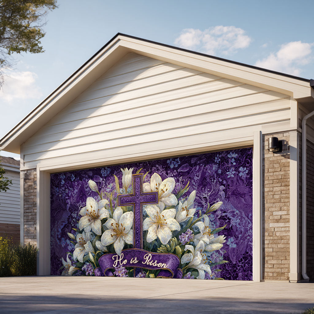 Shineful Garage Door Banner Decoration Easter Lily Cross