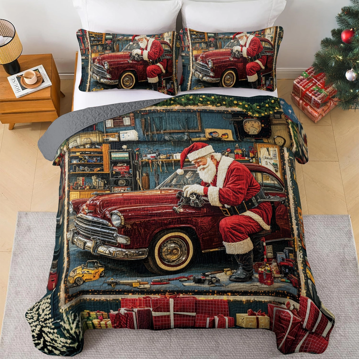 Shineful All Season Quilt 3-Piece Santa’s Workshop Magic