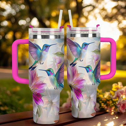 Shineful Tumbler Hummingbirds With Floral Symphony