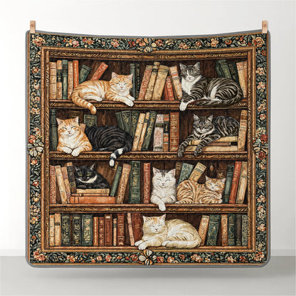 Shineful Quilt 3-Piece Set Book Nook Cats Reading