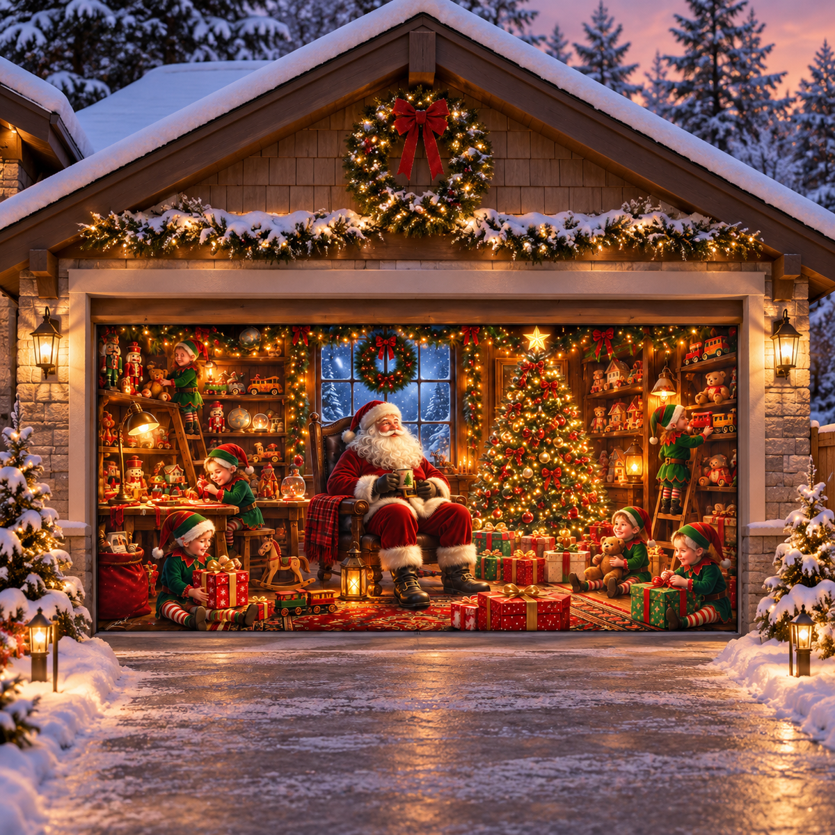 Shineful Santa’s Toy Workshop Garage Door Banner Decoration