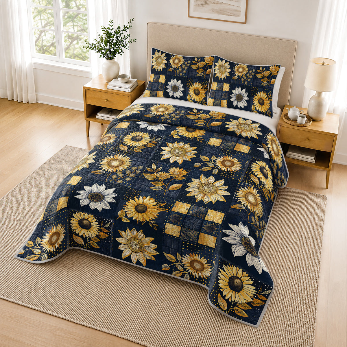 Shineful Quilt 3-Piece Set Inelegance Sunflowers