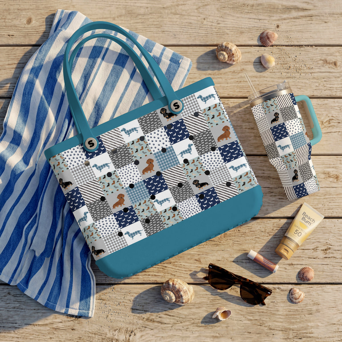 Shineful Bundle Beach Bag And Tumbler Dachshund Delight