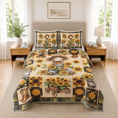Shineful Quilt 3-Piece Set Peaceful Farmhouse Sunflower
